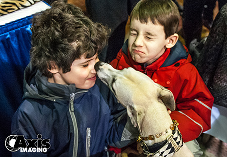 Kids with a whippet